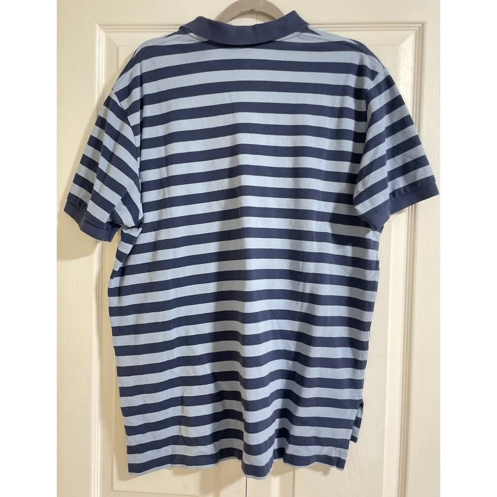 vintage polo ralph lauren Polo Shirt Men XL Navy‎ & Blue Stripped Cotton Classic